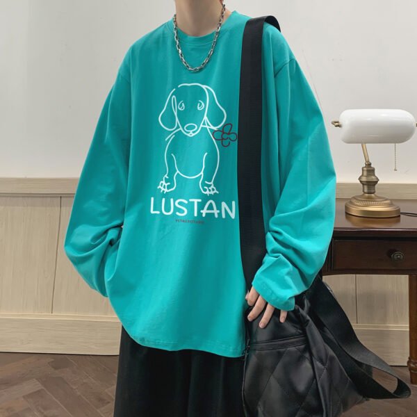 Men's Edit — Long Sleeve T-shirt Men | Cartoon Puppy Graphic Printed Top