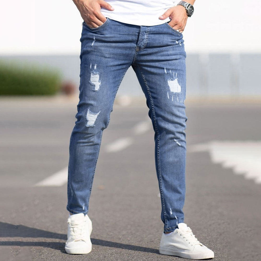 Mens Summer Outfits Slim Fit Ripped Jeans Distressed Denim 1 Slim Fit Ripped Jeans