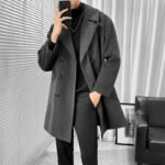 men's wool trench coat — Mid-length Trench The Knee British Style Woolen Coat | Regal Wear EU