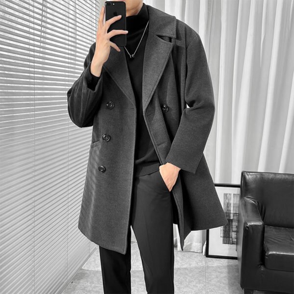 Men's Edit — Mid-length Trench The Knee British Style Woolen Coat