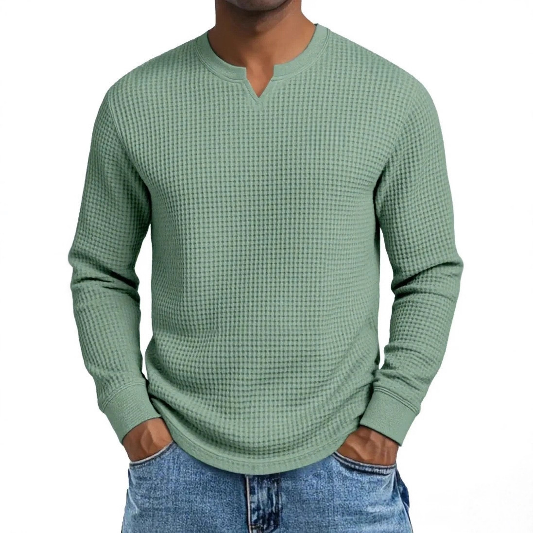 Men's Slim-fit Casual Long-sleeve V-neck Top 2 Men's Slim-fit Casual Long-sleeve V-neck Top - Image 2