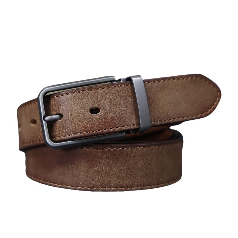 Men's Vintage Genuine Leather Belt With Pin Buckle 7 Men's Vintage Genuine Leather Belt With Pin Buckle - Image 7