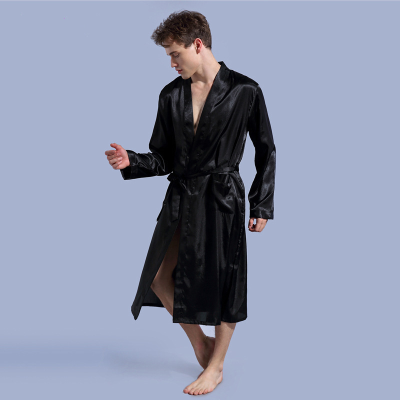 Men's Silk Robe Thin Satin Lightweight Dressing Gown 6 Men's Silk Robe Thin Satin Lightweight Dressing Gown - Image 6