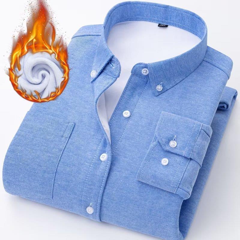 Fleece Lined Flannel Men's Oxford Thermal Winter Shacket 4 Fleece Lined Flannel Men's Oxford Thermal Winter Shacket - Image 4