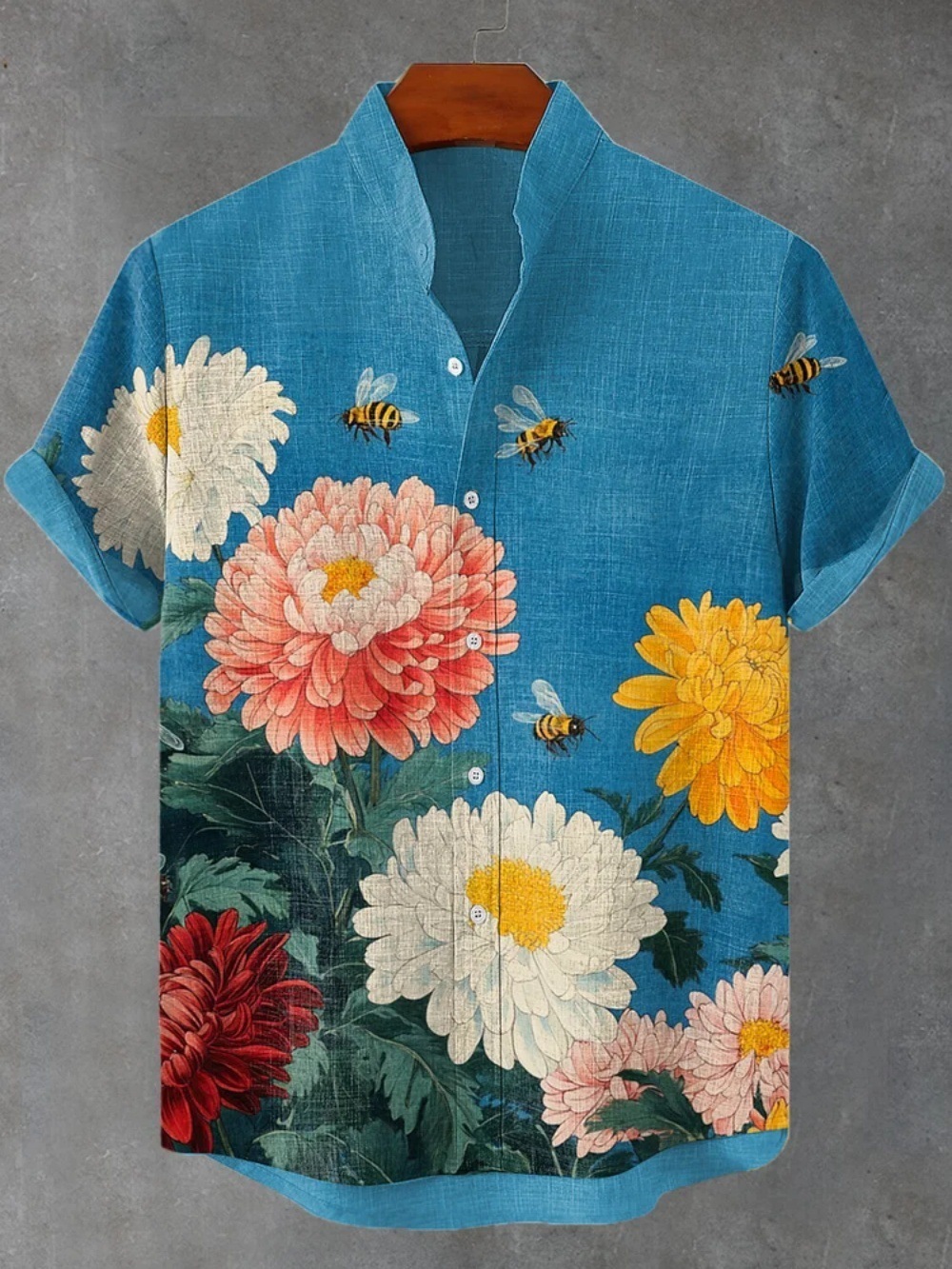 Linen Shirt Men's Japanese Cat Graphic Button Down 8 Linen Shirt Men's Japanese Cat Graphic Button Down - Image 8