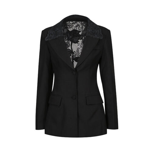Lace Blazer Dress Sexy V-Neck Hollow Out Slim Fit Jacket
