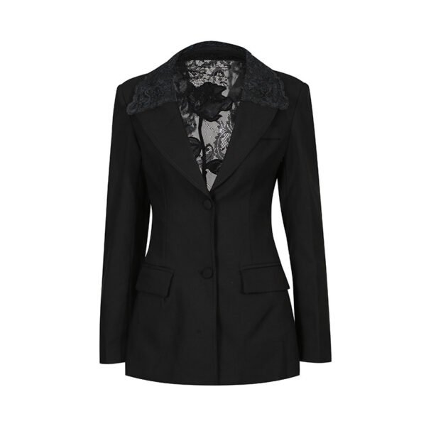 The Resort Edit — V-Neck Lace Blazer Dress Hollow Out Slim Fit Jacket