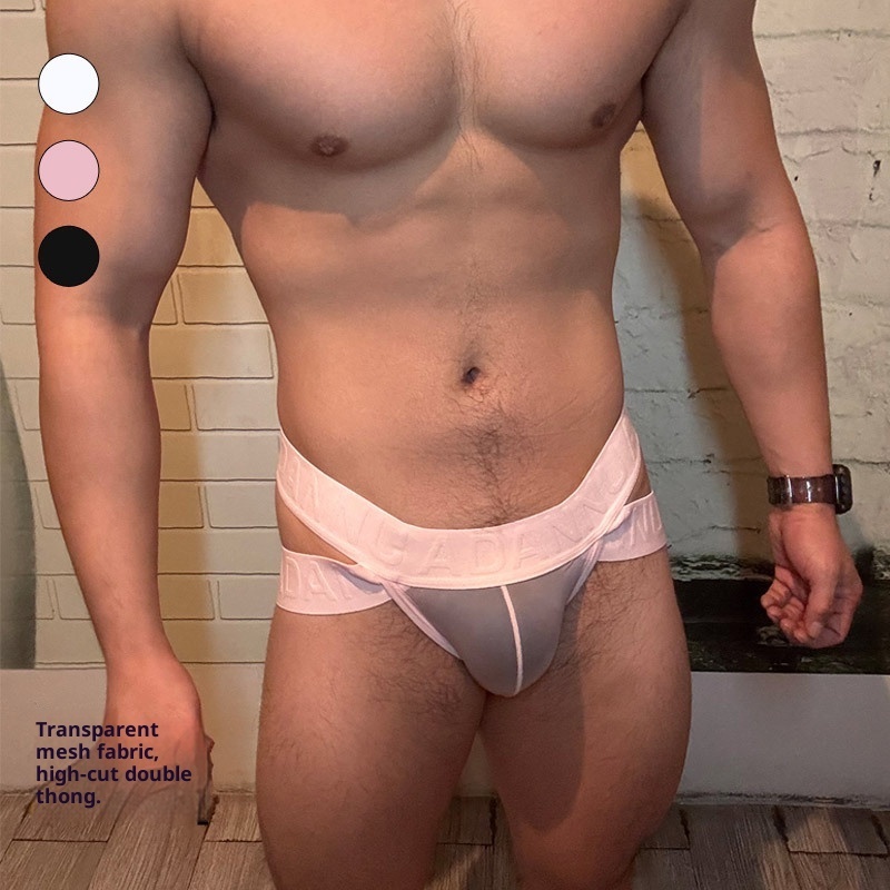 Briefs Mesh | Men's Transparent High-Cut Double Thong 1 Briefs Mesh