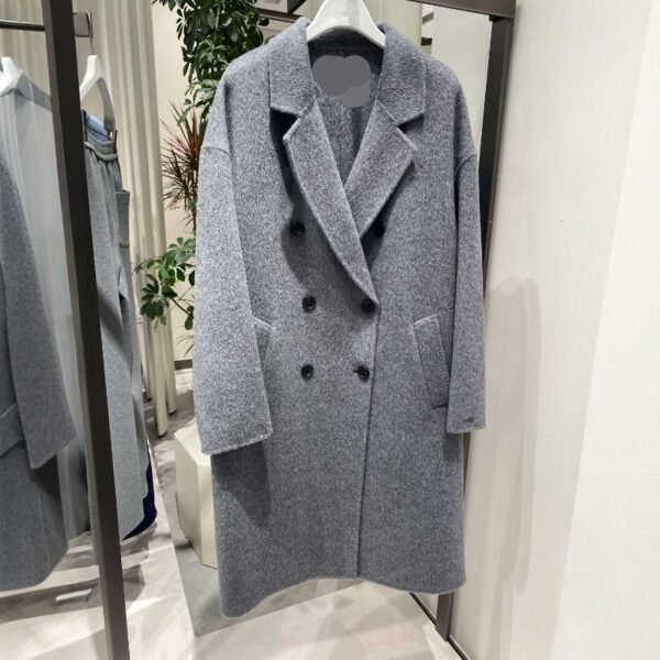 The Resort Edit — Gray Double Breasted Slimming Woolen Coat Outerwear