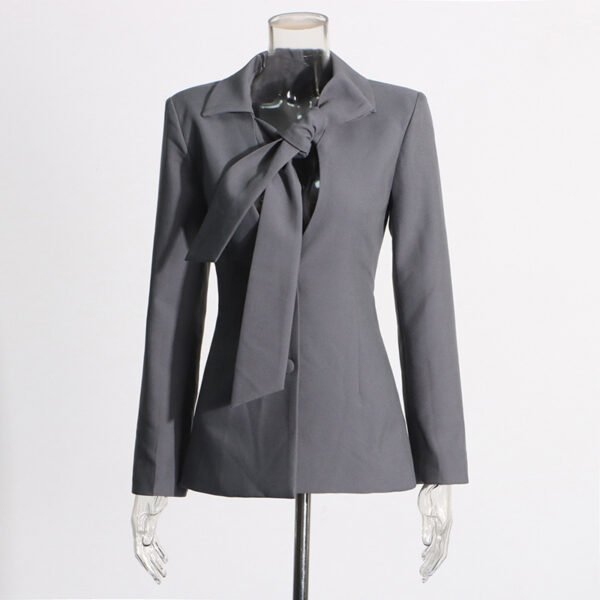 The Resort Edit — Lace Up Blazer Grey Tie Front Tailored Jacket