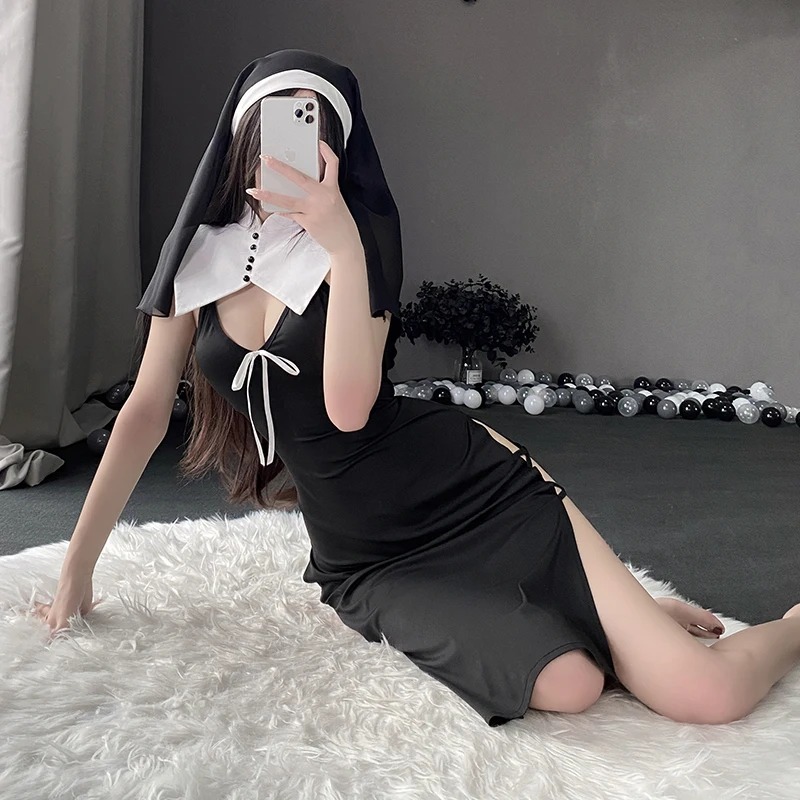 Sexy Nun Costume Lingerie Roleplay Halloween Cosplay Set 7 Sexy Nun Costume Lingerie Roleplay Halloween Cosplay Set - Image 7