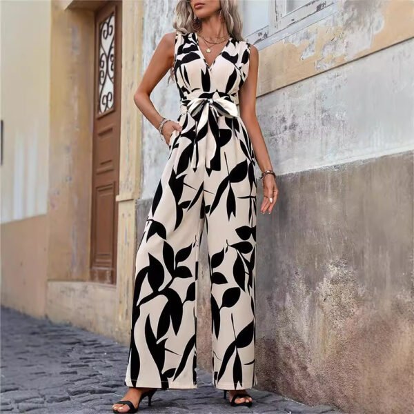 Summer Collection — Wide Leg Jumpsuit High Waist Lace-up Elegant Office Romper