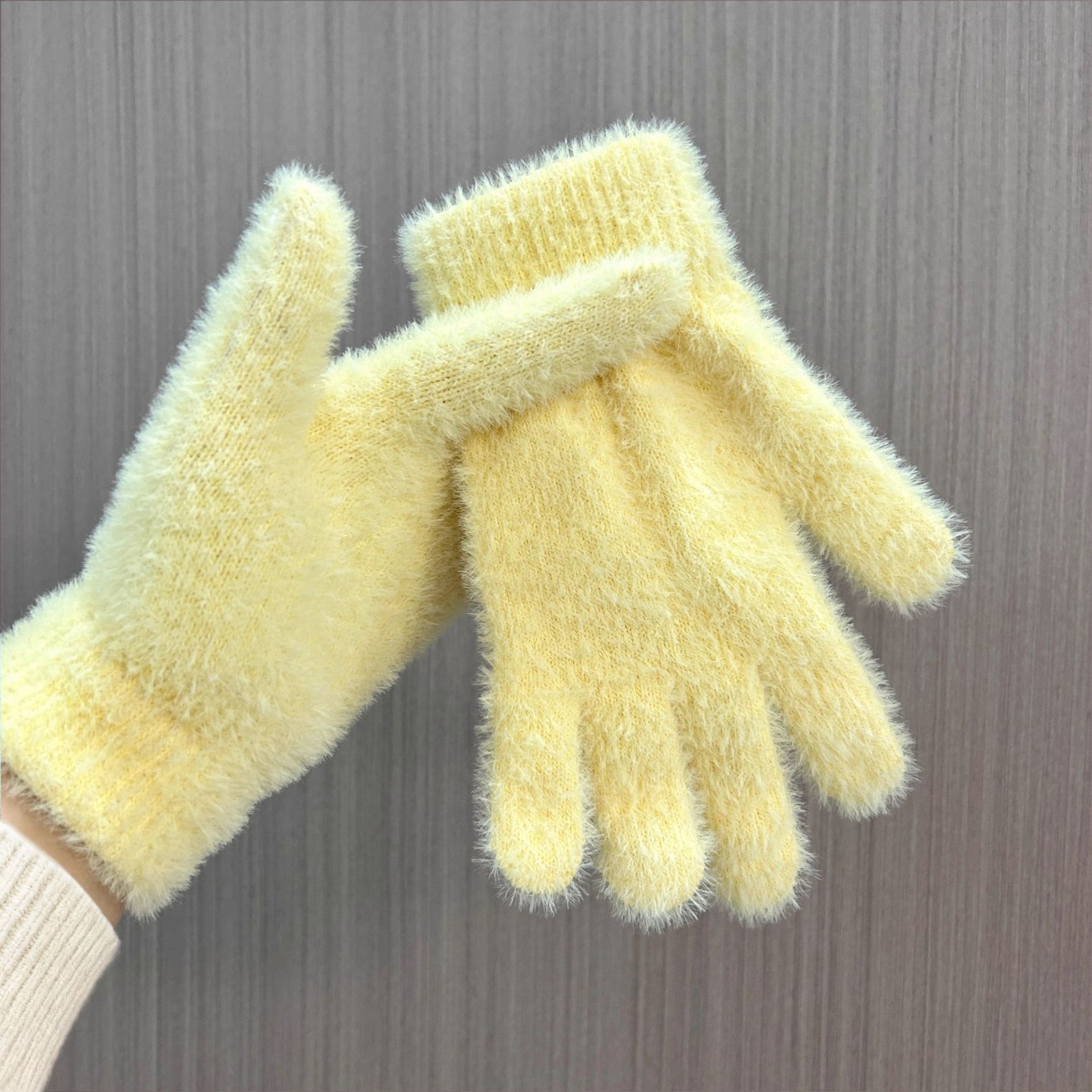 Winter Thickened Simulated Rabbit Fur Gloves Warm Mink Fur Riding Plain Five-finger Outdoor Skiing Cold-proof Gloves 10 Winter Thickened Simulated Rabbit Fur Gloves Warm Mink Fur Riding Plain Five-finger Outdoor Skiing Cold-proof Gloves - Image 10