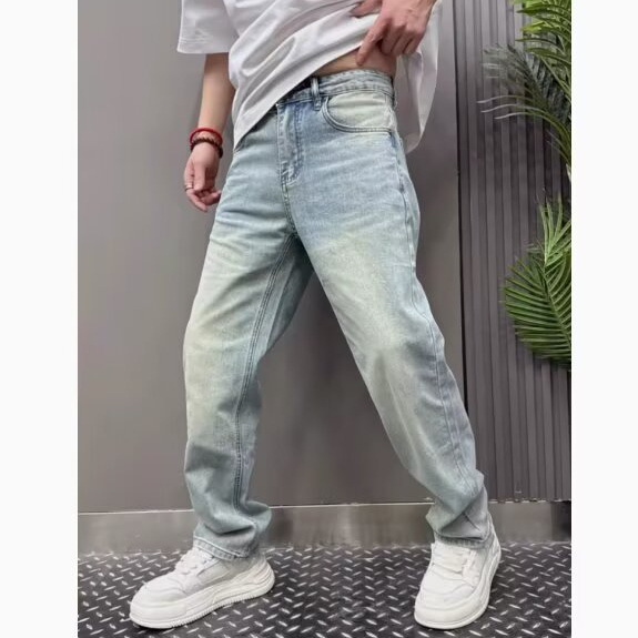 Mens Summer Outfits Mens Light Blue Slim Straight Jeans 2 Mens Summer Outfits Mens Light Blue Slim Straight Jeans - Image 2