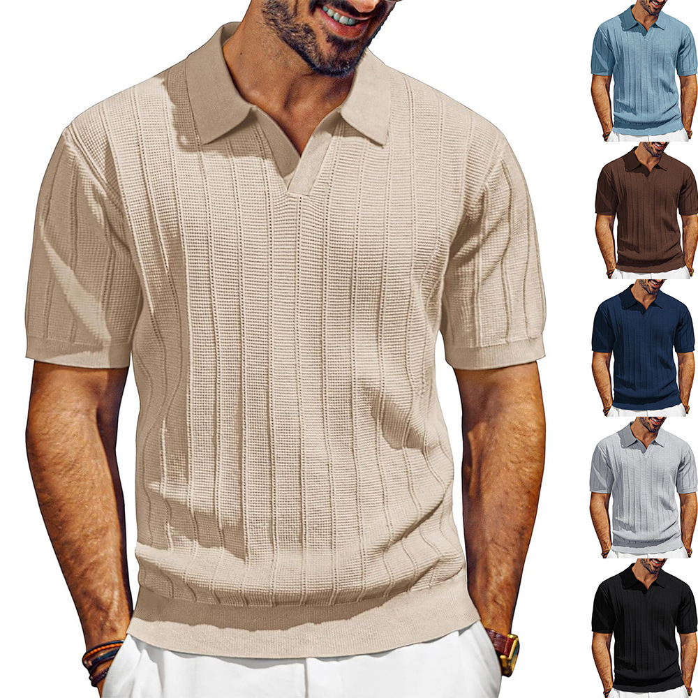 Breathable Knit Polo V-Neck Summer Resort Shirt 1 Breathable Knit Polo