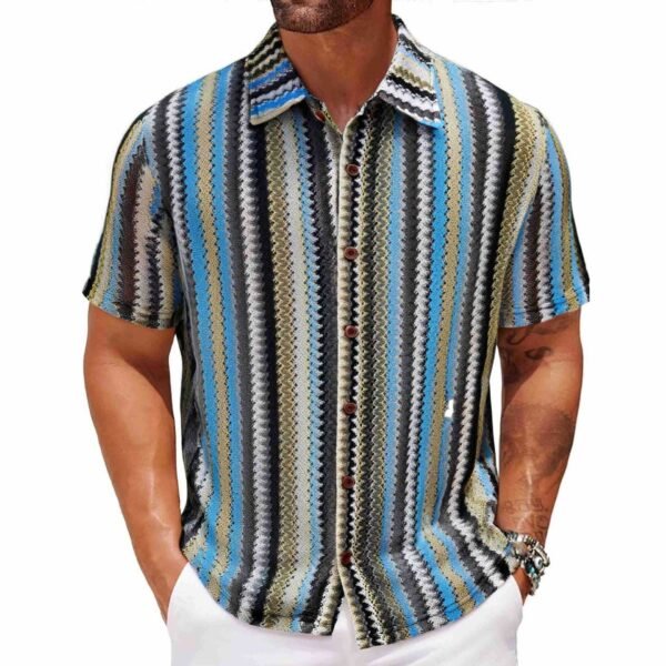 Men's Edit — mens summer outfits Ethnic Striped Button Down Shirt