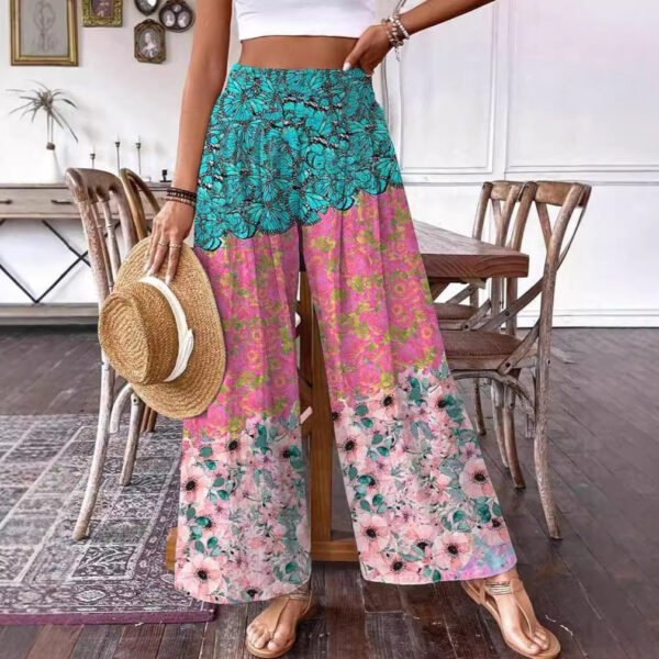 Summer Collection — High Waisted Palazzo Pants Floral Wide Leg Boho Trousers