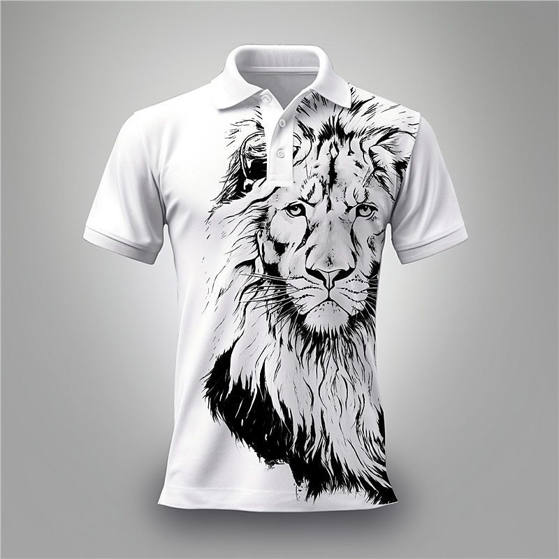 Summer Lion Printing Business Casual T-shirt 7 Summer Lion Printing Business Casual T-shirt - Image 7