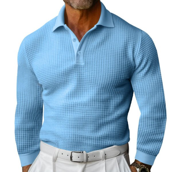 Men's Edit — Polo Shirt Slim-fit Waffle-knit Long-sleeved Men's Top