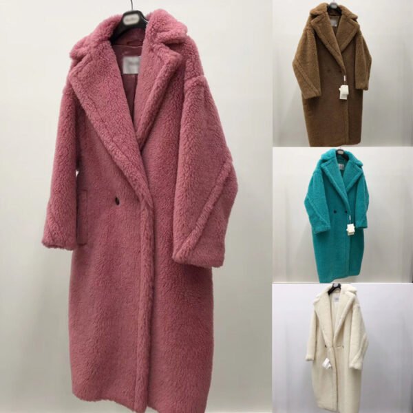 The Resort Edit — Women's Long Pink Wool Alpaca Fleecefiber Fur Coat