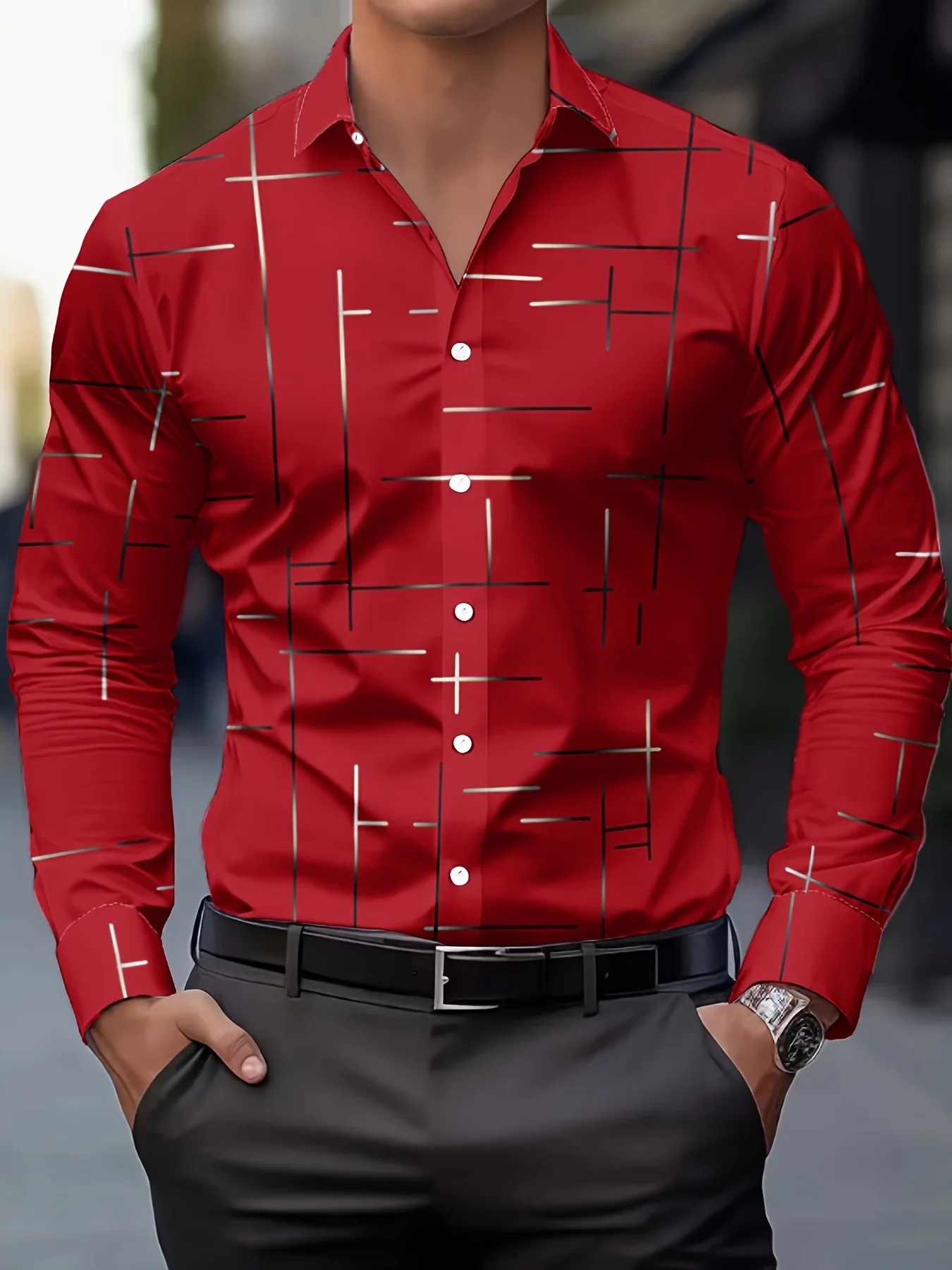 Men's Printed Shirt Fashion Casual Long Sleeve Patterned Top 9 Men's Printed Shirt Fashion Casual Long Sleeve Patterned Top - Image 9