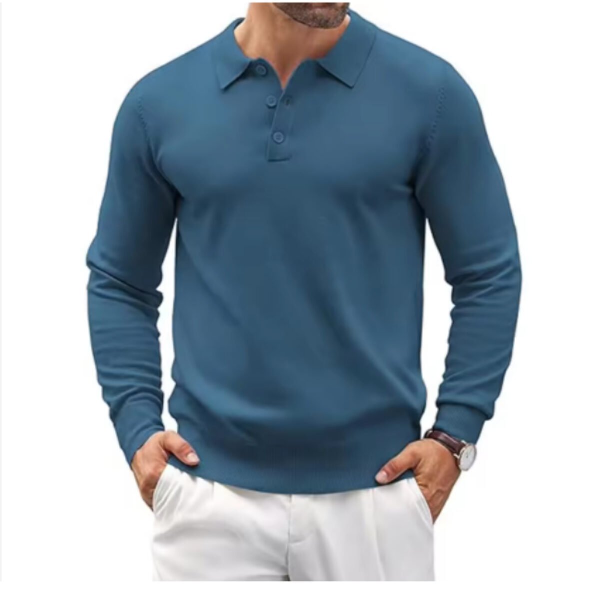 Men's Edit — Men's Knitted Polo Long Sleeve Smart