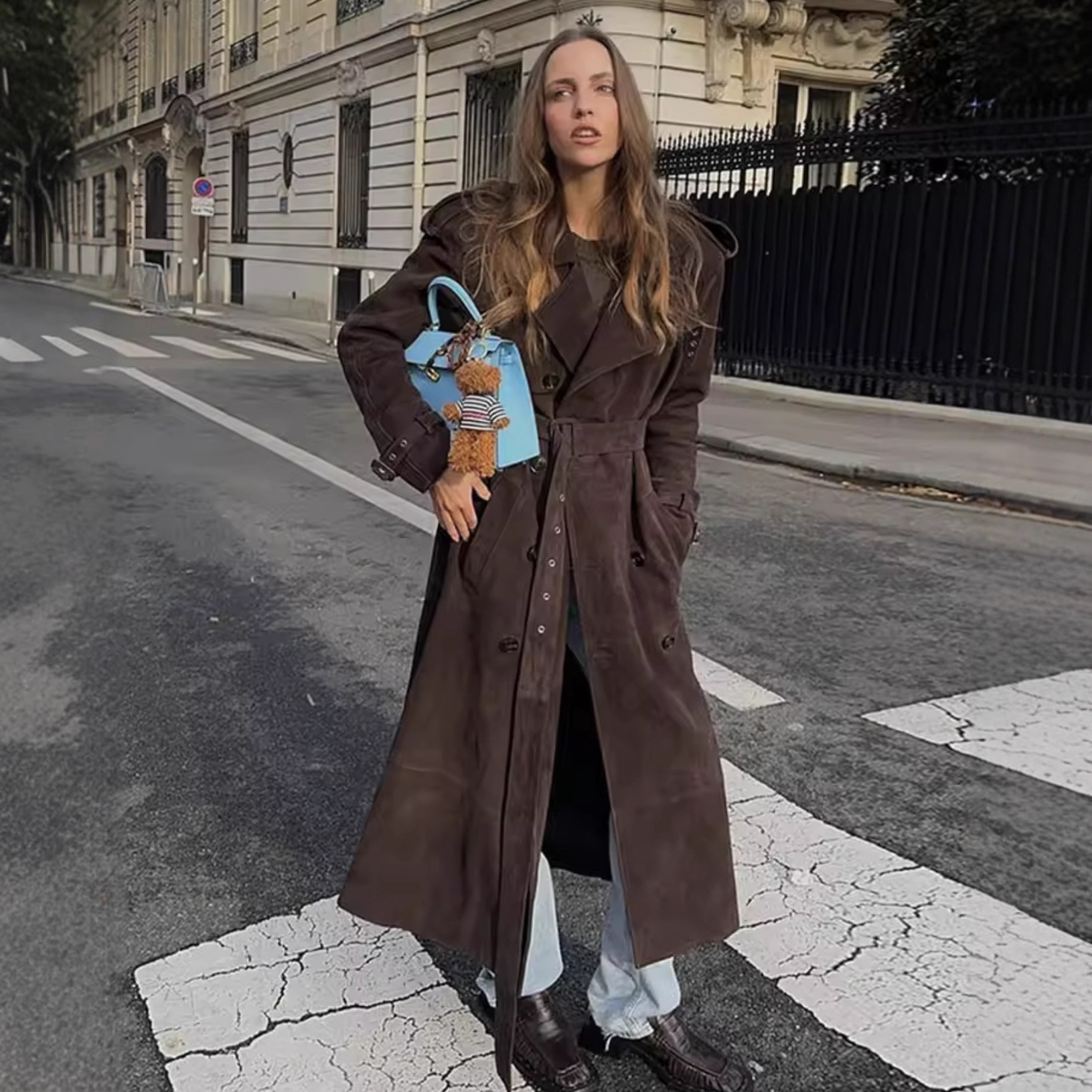 Wool Trench Coat Women's Chic Mid-Length Relaxed Fit Coat 5 Wool Trench Coat Women's Chic Mid-Length Relaxed Fit Coat - Image 5