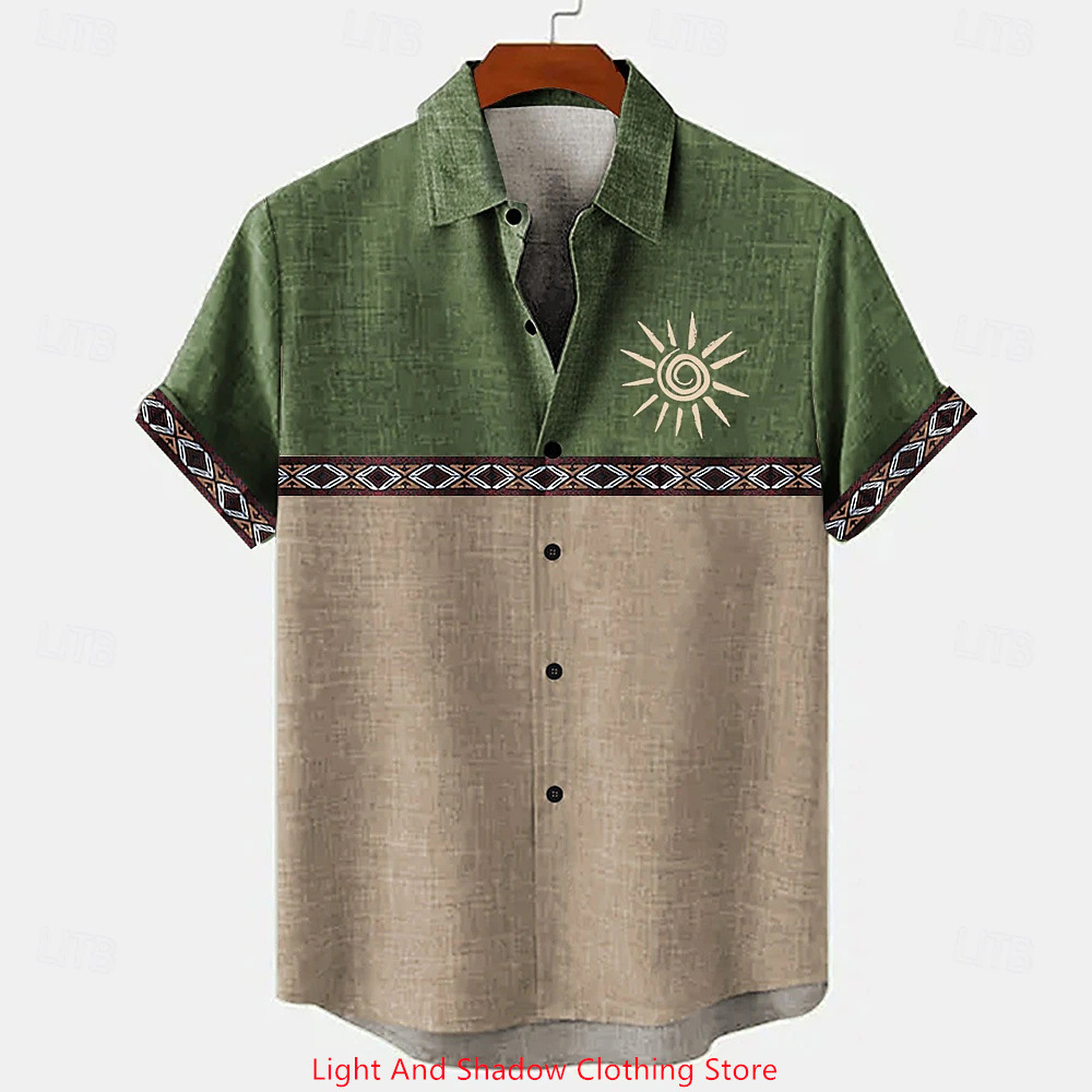 Short-sleeve Patterned Shirt With Printed Buttons And Short-sleeve Patchwork 7 Short-sleeve Patterned Shirt With Printed Buttons And Short-sleeve Patchwork - Image 7
