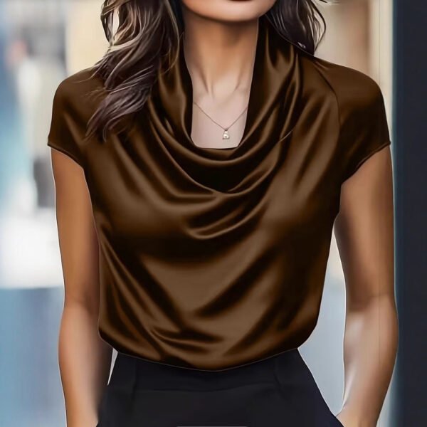Summer Collection — Boat Neck Top Women Drapey Short Sleeve Elegant Blouse