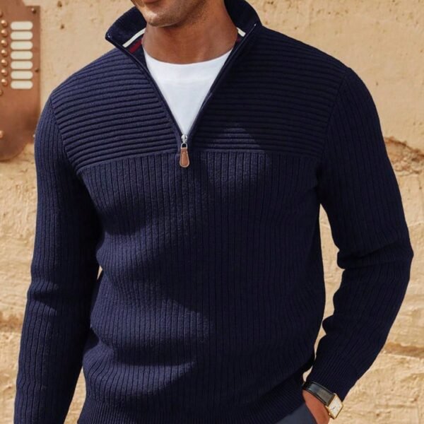 Men's Edit — Men's Sweater Half Zip Stand Collar Pullover Jumper