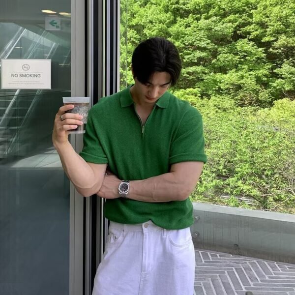 Men's Edit — Men's Summer Green Quarter Zip Breathable Knit