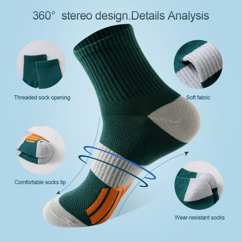 Men's Middle Tube Socks Color Matching Sports Basketball Socks 7 Men's Middle Tube Socks Color Matching Sports Basketball Socks - Image 7
