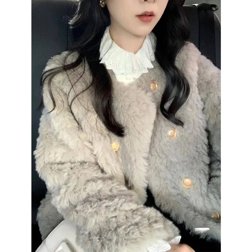 Lamb Wool Coat Women's Casual White Faux Fur Teddy Jacket 4 Lamb Wool Coat Women's Casual White Faux Fur Teddy Jacket - Image 4