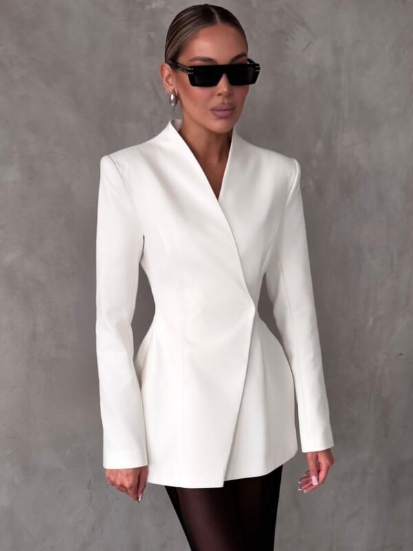 The Resort Edit — White Lapel Blazer Ivory Structured Slim Fit Jacket