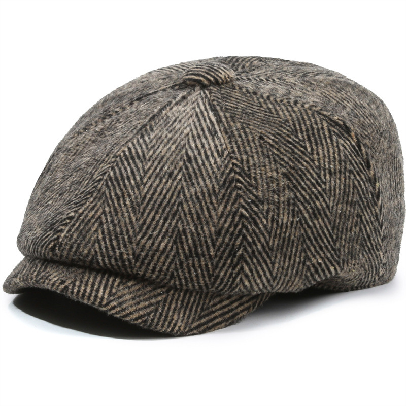 Herringbone Peaked Cap Middle-aged And Elderly Beret 10 Herringbone Peaked Cap Middle-aged And Elderly Beret - Image 10