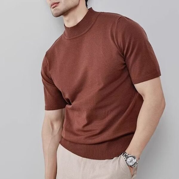 Men's Edit — Men's Short Sleeve Mock Neck Cooling Knitwear Top
