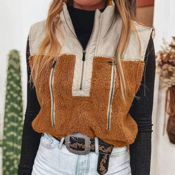 Summer Collection — Wool Vest Stand Collar Stitching Warm Coat