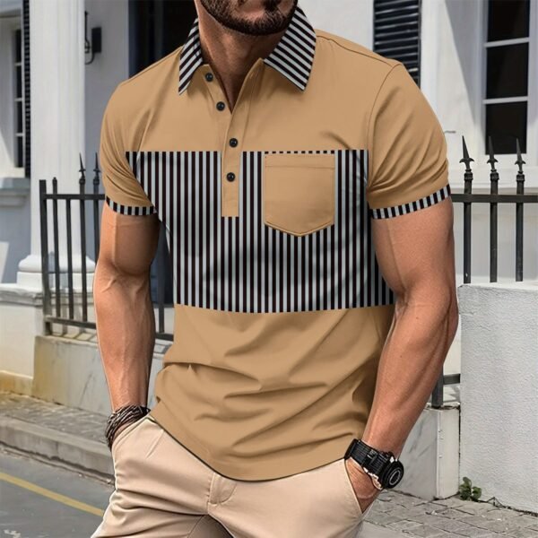 Men's Edit — Men's Polo Striped Color Matching Golf Shirt