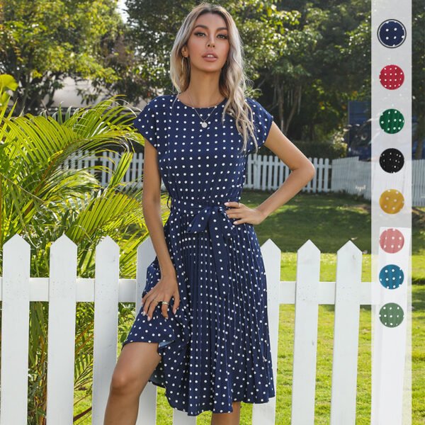 The Resort Edit — Polka Dot Mini Dress Elegant Pleated Summer Party Style