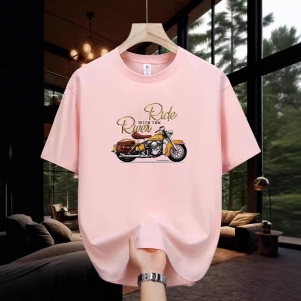 Men's Fashion Casual Loose Plus Size Motorcycle Pattern Printed T-shirt 1 Men's Fashion Casual Loose Plus Size Motorcycle Pattern Printed T-shirt