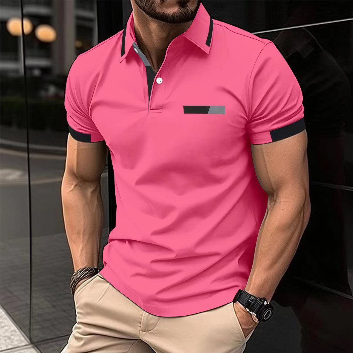 Slim Fit Polo Shirt Men's Designer European Style Polo 7 Slim Fit Polo Shirt Men's Designer European Style Polo - Image 7