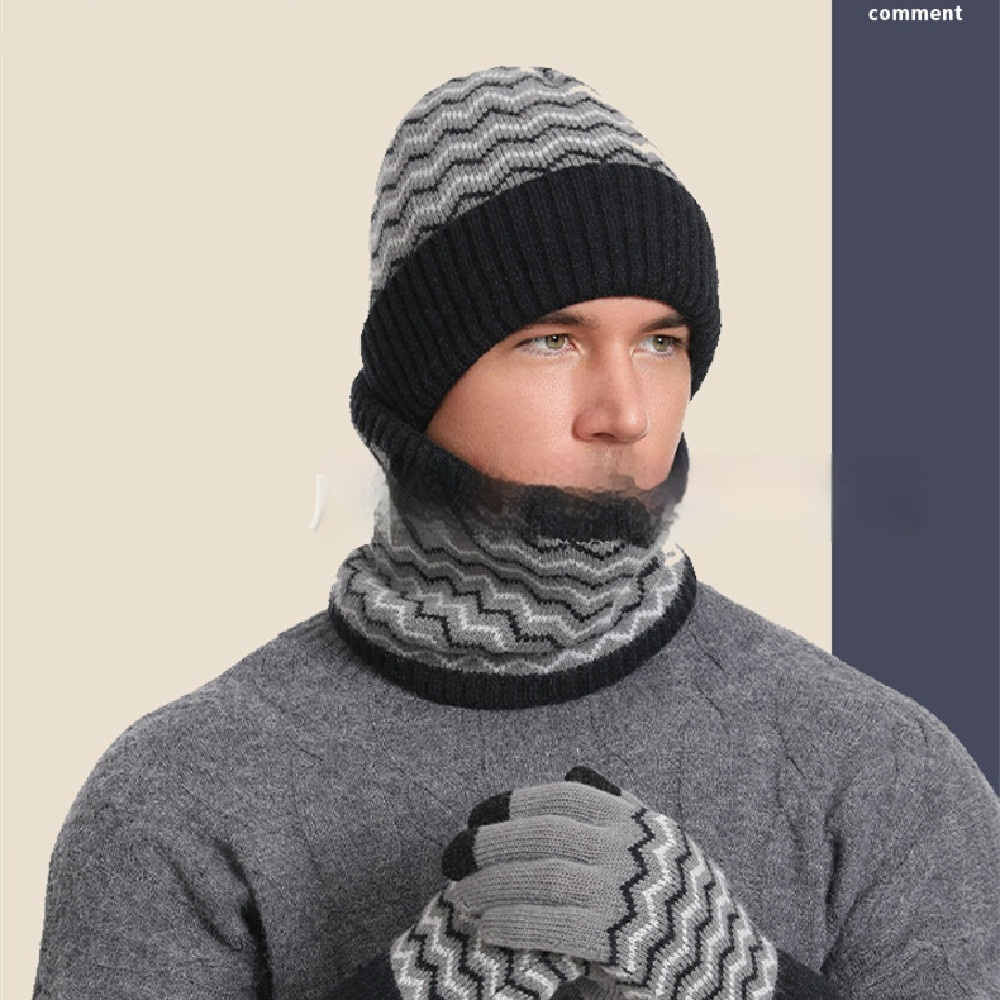 Men's Winter Warm Neck Warmer Cold-proof Knitted Hat 1 Men's Winter Warm Neck Warmer Cold-proof Knitted Hat