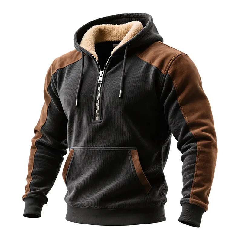 Leather Hoodie Men's Retro Brown Perforated Casual Top 5 Leather Hoodie Men's Retro Brown Perforated Casual Top - Image 5