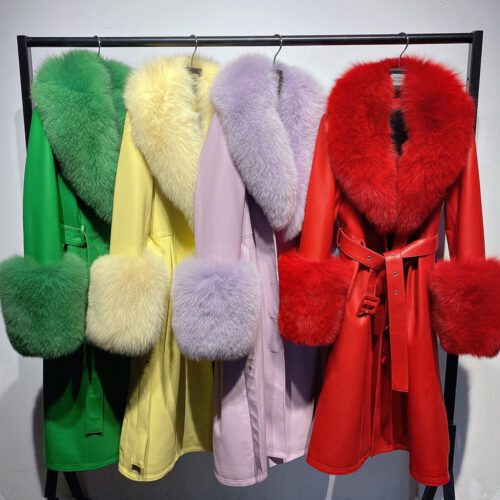 Fox Fur Leather Coat