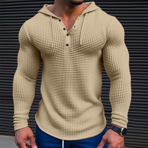 Hoodie Men Waffle Knit Camel