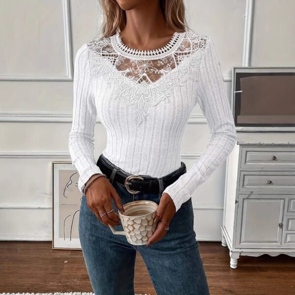 Summer Collection — Patchwork Top V-Neck Lace Blouse Boho Crochet White Shirt