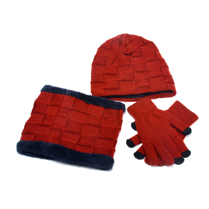 Hat Scarf Gloves Three-piece Suit Plus Velvet Knitted Outdoor Warmth 4 Hat Scarf Gloves Three-piece Suit Plus Velvet Knitted Outdoor Warmth - Image 4
