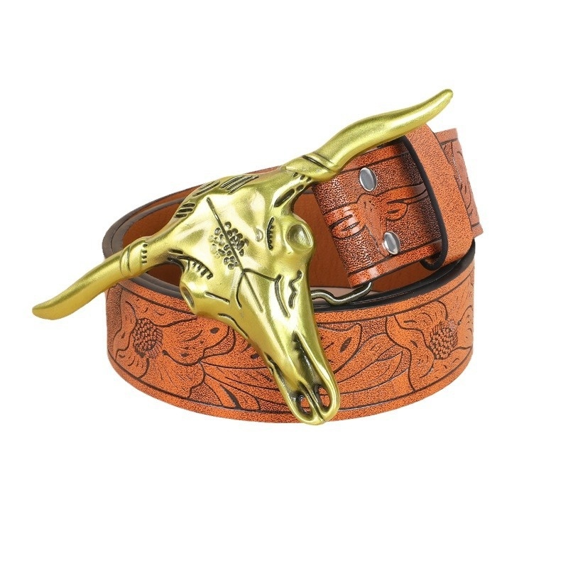 Belt Cow Head Buckle Men 4 Belt Cow Head Buckle Men - Image 4