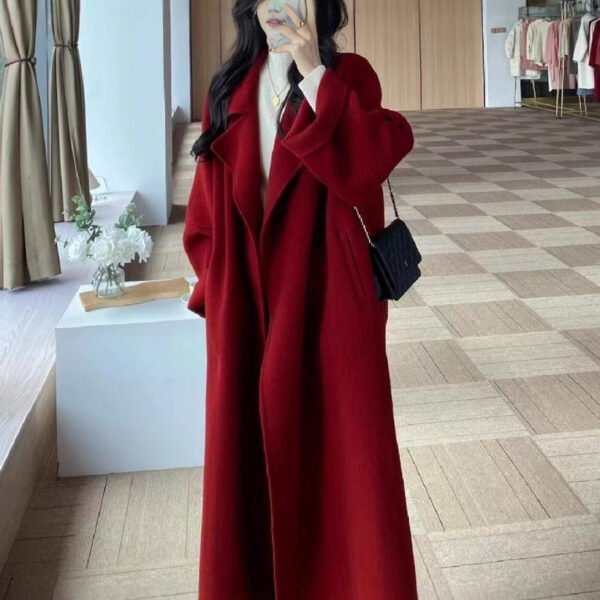 Summer Collection — Women's Lace-up Long Elegant Woolen Coat