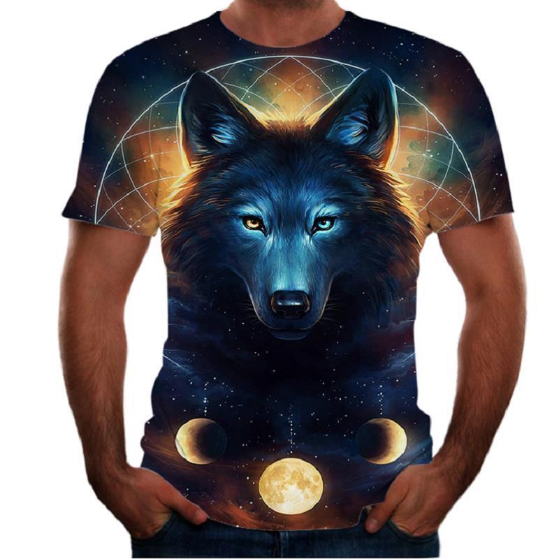 Wolf Shirt Men's 3D Howling Moon Graphic Summer Top 1 Wolf Shirt